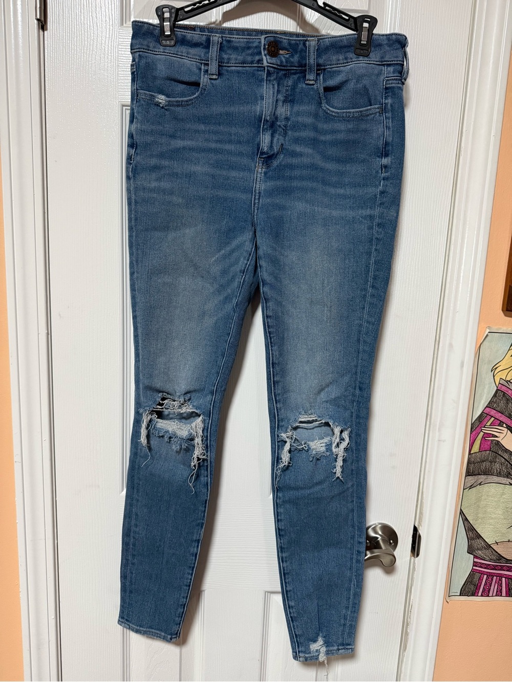 American Eagle Distressed High-Rise Skinny Jeans - Blue